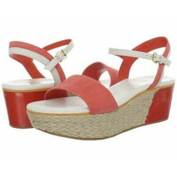 Cole Haan Shoes - NEW COLE HAAN Arden Mixed-Media Platform Wedge Sandals - Orange Pop